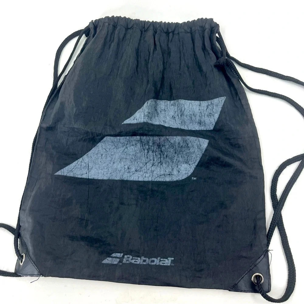 Babolat Black Drawstring‎ Cinch Bag Tennis Gym Sackpack Lightweight Logo Graphic
